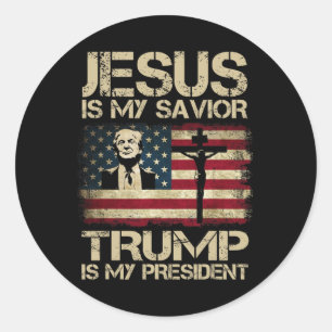 Jezus is mijn redder Trump is mijn President Trump Ronde Sticker