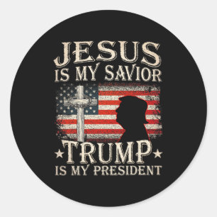 Jezus is mijn redder Trump is mijn President Trump Ronde Sticker