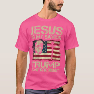 Jezus is mijn redder Trump is mijn President USA F T-shirt