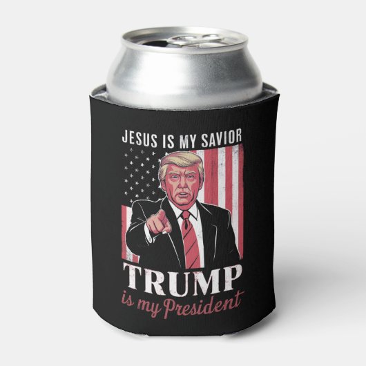 Jezus is mijn redder Trump is mijn President verki Blikjeskoeler (Blikje Voorkant)