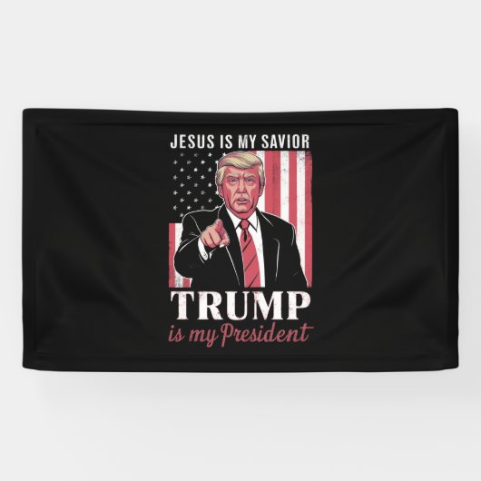 Jezus is mijn redder Trump is mijn President verki Spandoek (Horizontaal)