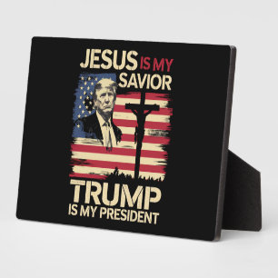 Jezus is mijn redder Trump is mijn president Vlag Fotoplaat