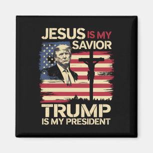 Jezus is mijn redder Trump is mijn president Vlag  Magneet