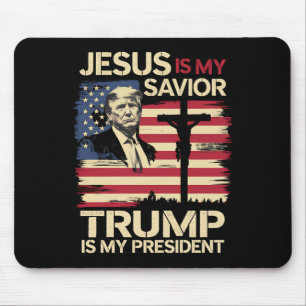 Jezus is mijn redder Trump is mijn president Vlag  Muismat