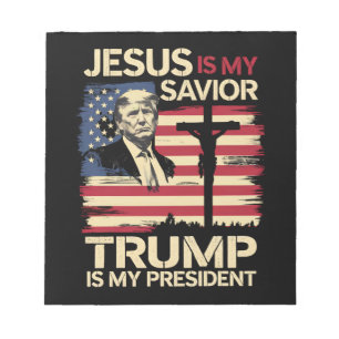 Jezus is mijn redder Trump is mijn president Vlag Notitieblok