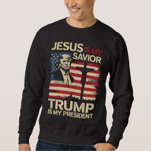 Jezus is mijn redder Trump is mijn president Vlag Trui