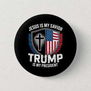 Jezus is mijn Redder Trump is mijn President voor Ronde Button 5,7 Cm