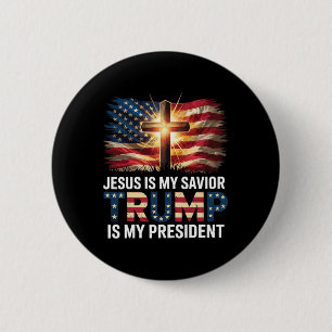 Jezus is mijn Redder Trump is mijn President voor Ronde Button 5,7 Cm