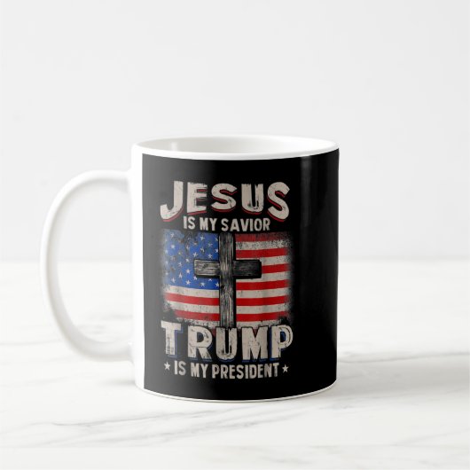 Jezus is mijn redder, Trump.Is.My President Square Koffiemok (Links)