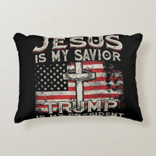 Jezus is mijn redder Trump mijn President Amerikaa Accent Kussen