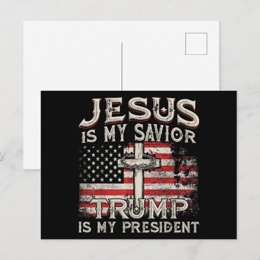 Jezus is mijn redder Trump mijn President Amerikaa Briefkaart (Voorkant / Achterkant)