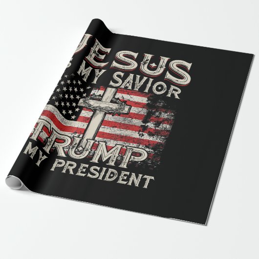 Jezus is mijn redder Trump mijn President Amerikaa Cadeaupapier (Uitgerold)