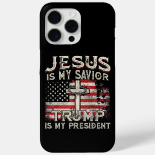 Jezus is mijn redder Trump mijn President Amerikaa iPhone 15 Pro Max Hoesje