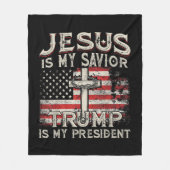 Jezus is mijn redder Trump mijn President Amerikaa Fleece Deken (Voorkant)