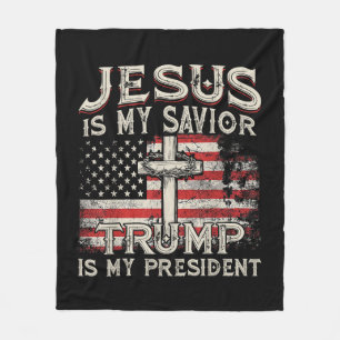 Jezus is mijn redder Trump mijn President Amerikaa Fleece Deken