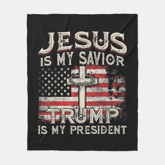 Jezus is mijn redder Trump mijn President Amerikaa Fleece Deken (Voorkant)