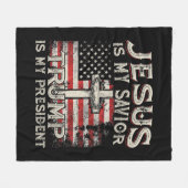 Jezus is mijn redder Trump mijn President Amerikaa Fleece Deken (Voorkant (Horizontaal))