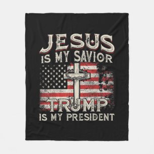 Jezus is mijn redder Trump mijn President Amerikaa Fleece Deken