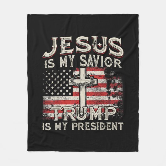 Jezus is mijn redder Trump mijn President Amerikaa Fleece Deken (Voorkant)