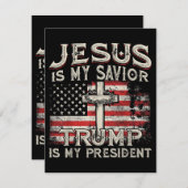Jezus is mijn redder Trump mijn President Amerikaa Informatiekaartje (Voorkant / Achterkant)