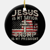 Jezus is mijn redder Trump mijn President Amerikaa Keramisch Ornament (Achterkant)