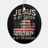 Jezus is mijn redder Trump mijn President Amerikaa Keramisch Ornament (Links)