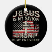 Jezus is mijn redder Trump mijn President Amerikaa Keramisch Ornament (Achterkant)