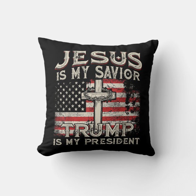 Jezus is mijn redder Trump mijn President Amerikaa Kussen (Voorkant)