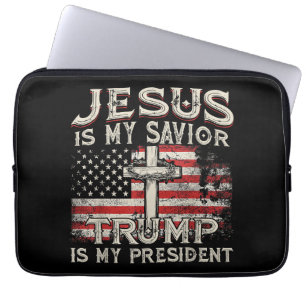 Jezus is mijn redder Trump mijn President Amerikaa Laptop Sleeve