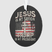 Jezus is mijn redder Trump mijn President Amerikaa Ornament (voorkant)