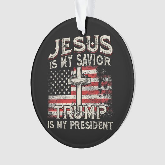 Jezus is mijn redder Trump mijn President Amerikaa Ornament (voorkant)