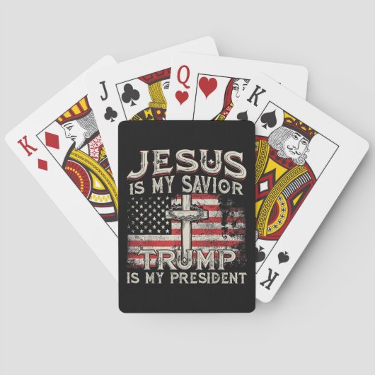 Jezus is mijn redder Trump mijn President Amerikaa Pokerkaarten (Achterkant)