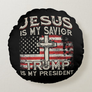 Jezus is mijn redder Trump mijn President Amerikaa Rond Kussen