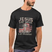 Jezus is mijn redder Trump mijn President Amerikaa T-shirt (Voorkant)