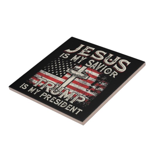 Jezus is mijn redder Trump mijn President Amerikaa Tegeltje (Zijkant)