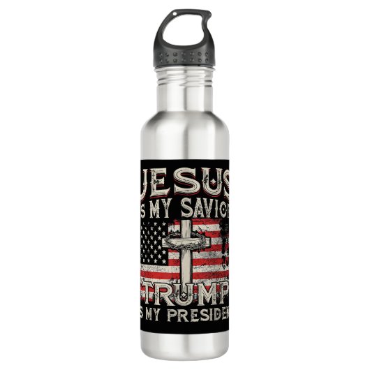 Jezus is mijn redder Trump mijn President Amerikaa Waterfles (Voorkant)