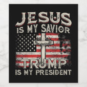 Jezus is mijn redder Trump mijn President Amerikaa Wijn Etiket (Enkel label)