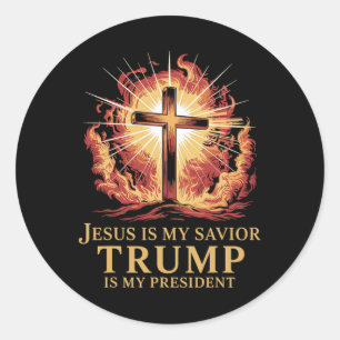 Jezus is mijn redder Trump mijn President Christel Ronde Sticker
