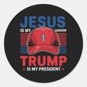 Jezus is mijn redder Trump mijn President Christel Ronde Sticker