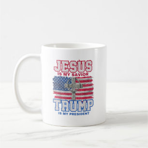 Jezus is mijn redder Trump mijn President Koffiemok