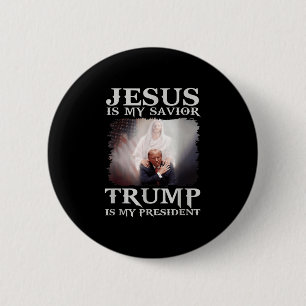 Jezus is mijn redder Trump mijn President Ronde Button 5,7 Cm