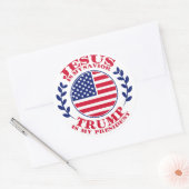 Jezus is mijn redder Trump mijn President Ronde Sticker (Envelop)