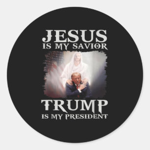 Jezus is mijn redder Trump mijn President Ronde Sticker