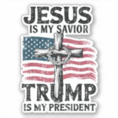 Jezus is mijn redder Trump mijn President Sticker (Voorkant)