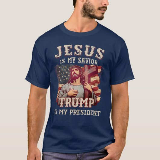 Jezus is mijn redder Trump mijn President T-shirt (Voorkant)