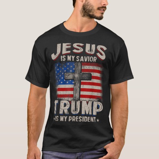 Jezus is mijn redder Trump mijn President T-shirt (Voorkant)