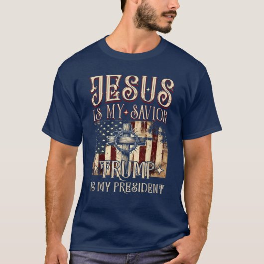 Jezus is mijn redder Trump mijn President T-shirt (Voorkant)