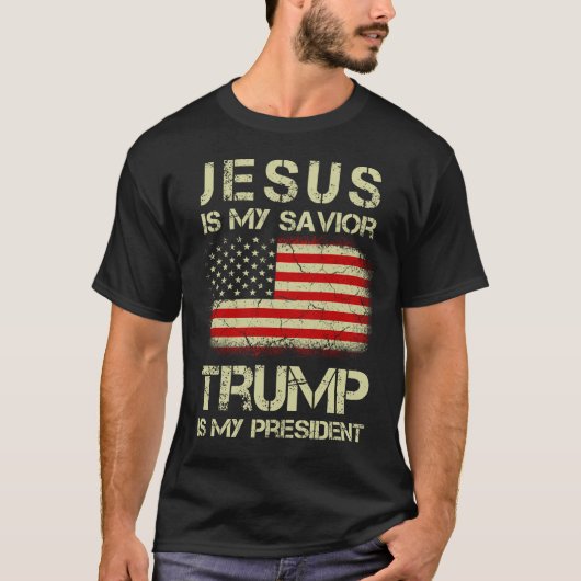 Jezus is mijn redder Trump mijn President T-shirt (Voorkant)