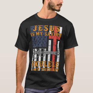 Jezus is mijn redder ukulele is mijn therapie hood t-shirt
