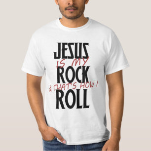 Jezus is mijn rots en zo ga ik rollen t-shirt